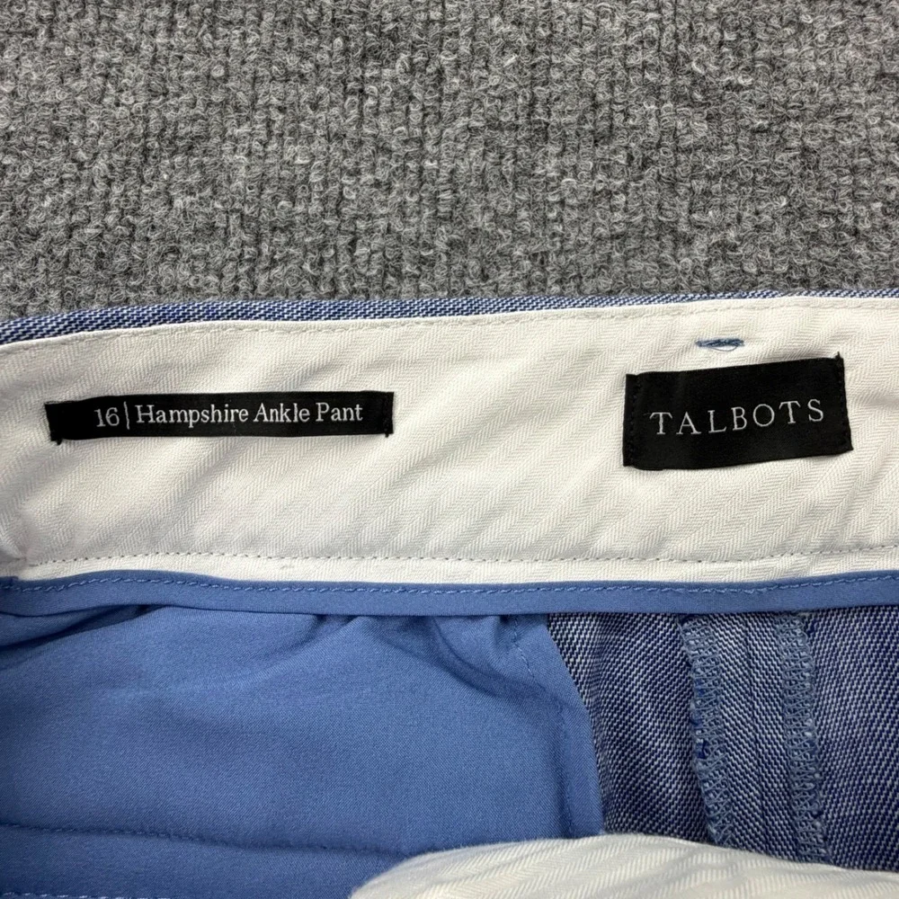 Talbots Hampshire Ankle Pant Womens 16 Light Blue Textured Straight Leg Trousers